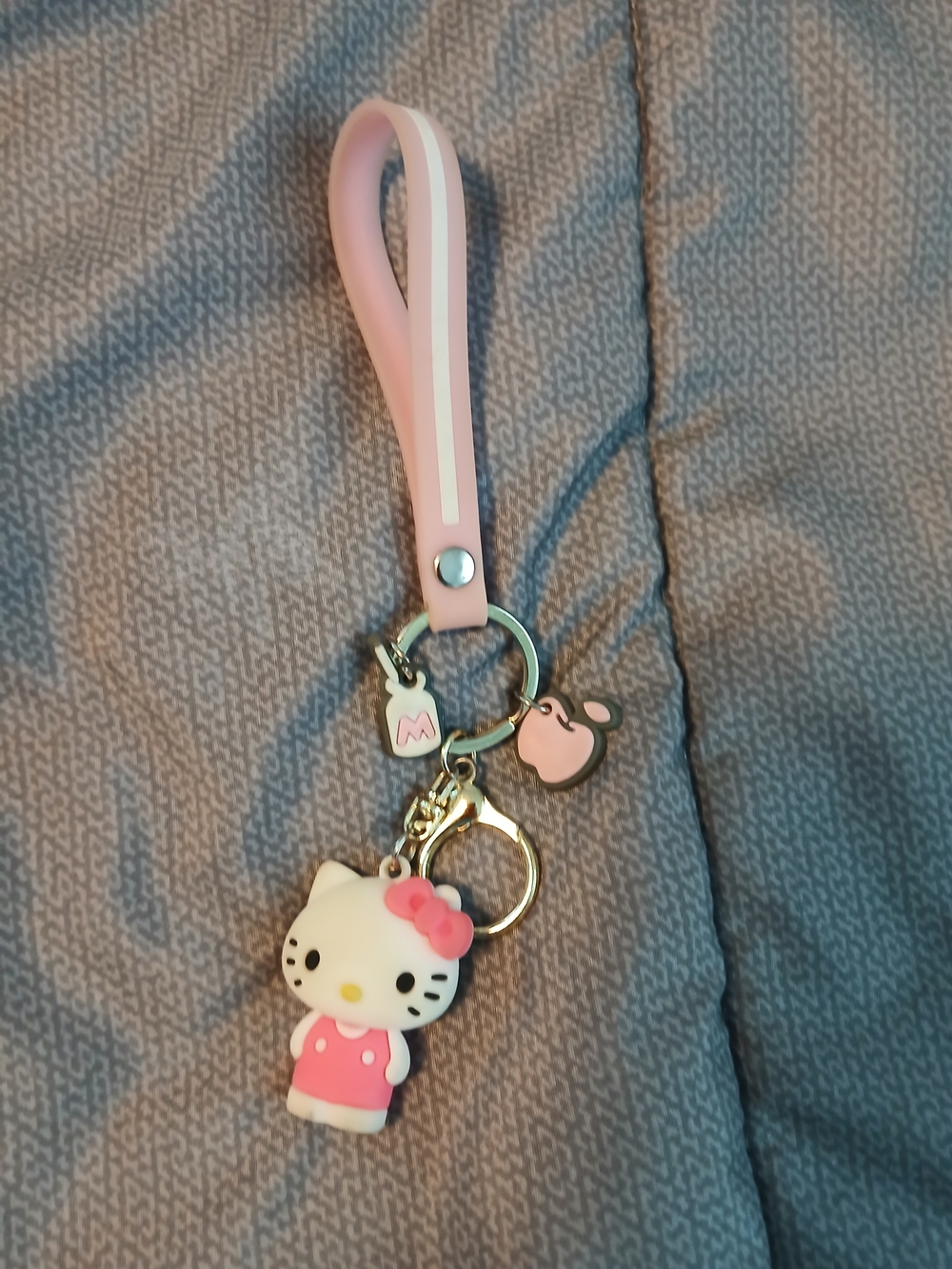 Sanrio Hello Kitty Pink and White Silicone Key & Card Holder Wristlet
